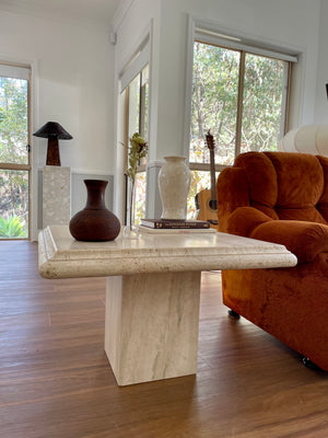 Square Thick Edge Travertine Coffee Table