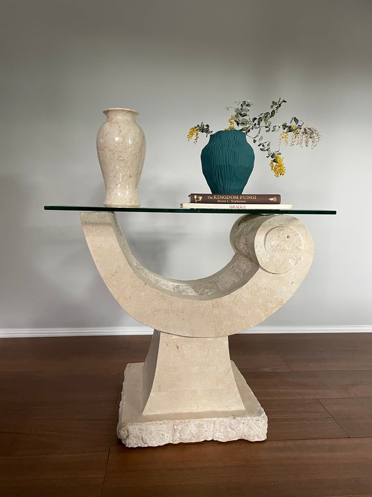 Half Moon Large Fossil Stone Side Table