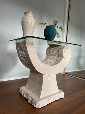 Half Moon Large Fossil Stone Side Table