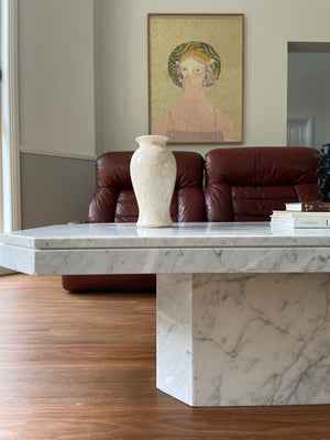 Thick edge Grey and White Marble Coffee Table