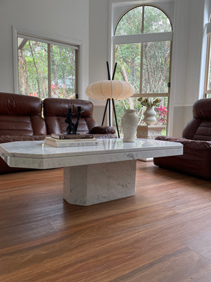 Thick edge Grey and White Marble Coffee Table