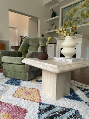 Square Thick Edge Travertine Coffee Table