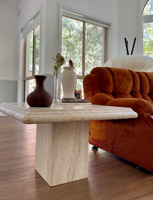 Square Thick Edge Travertine Coffee Table