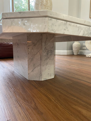 Thick edge Grey and White Marble Coffee Table