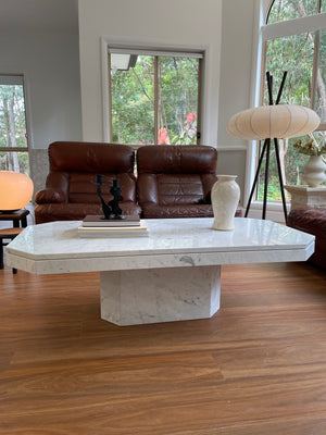 Thick edge Grey and White Marble Coffee Table