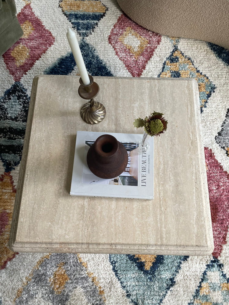 Square Thick Edge Travertine Coffee Table