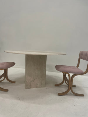 Round Travertine Dining Table