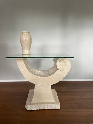 Half Moon Large Fossil Stone Side Table