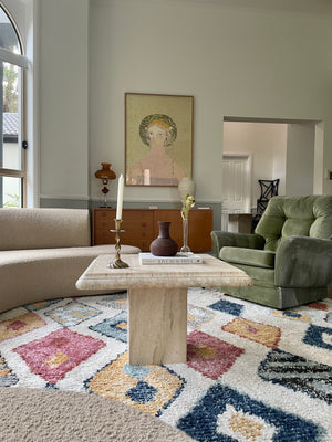 Square Thick Edge Travertine Coffee Table