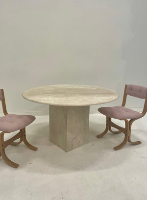 Round Travertine Dining Table