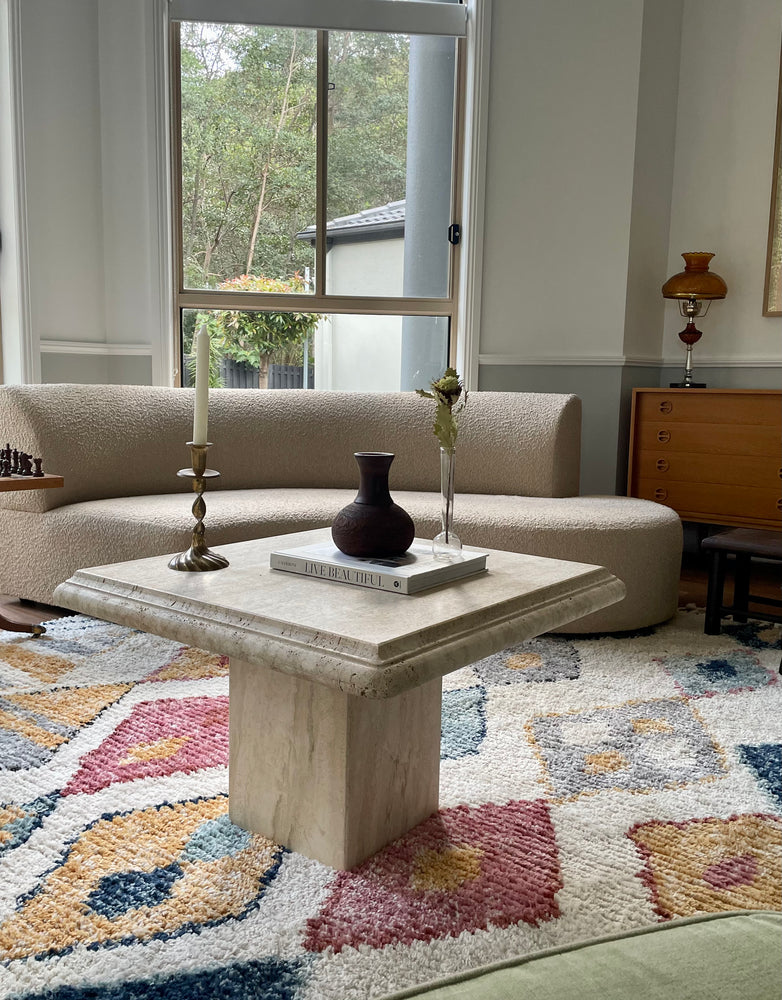 Square Thick Edge Travertine Coffee Table